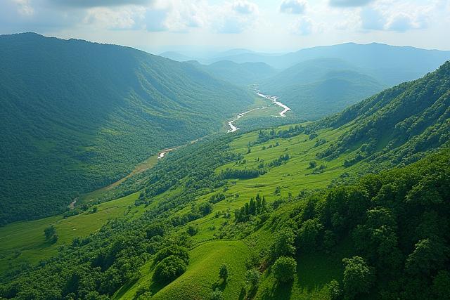 Pemandangan udara landskap hijau subur
