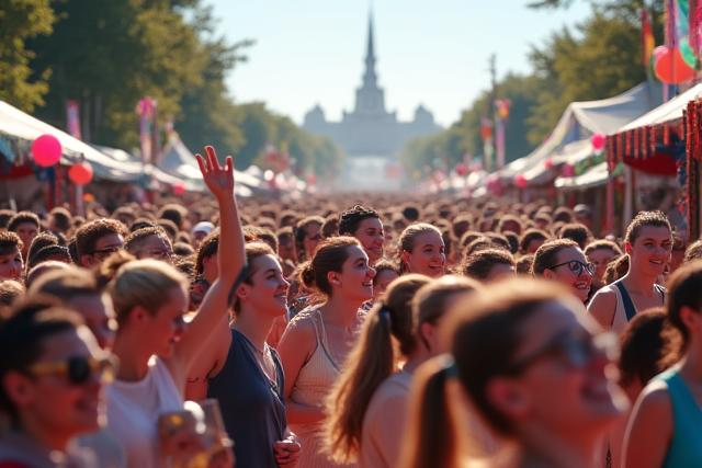 Orang ramai menikmati perayaan festival